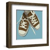 Lowtops (brown on blue)-John Golden-Framed Art Print