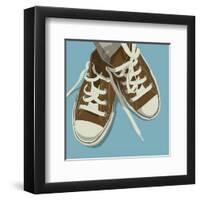 Lowtops (brown on blue)-John Golden-Framed Art Print