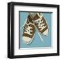 Lowtops (brown on blue)-John Golden-Framed Art Print