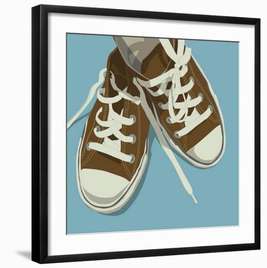 Lowtops (brown on blue)-John W^ Golden-Framed Giclee Print