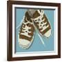 Lowtops (brown on blue)-John W^ Golden-Framed Giclee Print