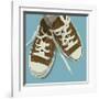 Lowtops (brown on blue)-John W^ Golden-Framed Giclee Print