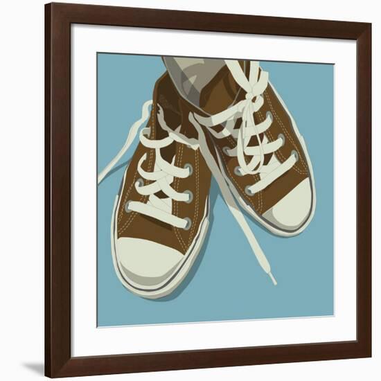 Lowtops (brown on blue)-John W^ Golden-Framed Giclee Print