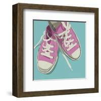 Lowtops (pink on blue)-John Golden-Framed Art Print