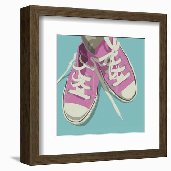 Lowtops (pink on blue)-John Golden-Framed Art Print