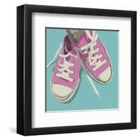 Lowtops (pink on blue)-John Golden-Framed Art Print