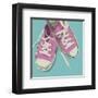 Lowtops (pink on blue)-John Golden-Framed Art Print