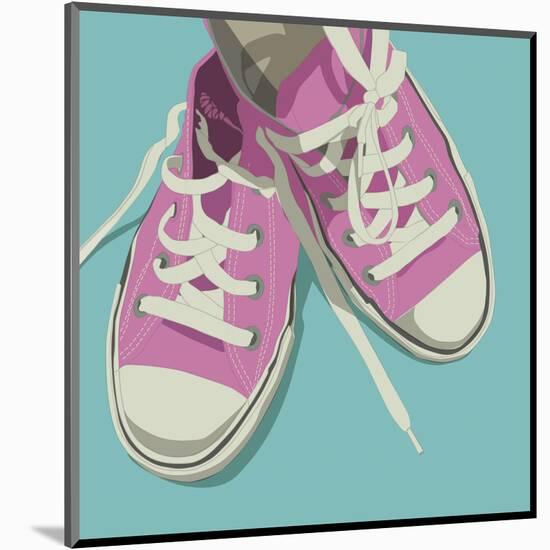 Lowtops (pink on blue)-John Golden-Mounted Art Print