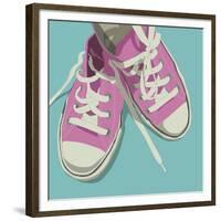 Lowtops (pink on blue)-John W^ Golden-Framed Giclee Print