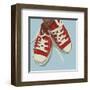 Lowtops (red on blue)-John Golden-Framed Art Print