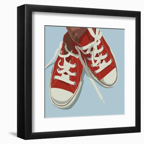 Lowtops (red on blue)-John W^ Golden-Framed Giclee Print