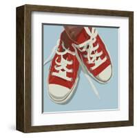 Lowtops (red on blue)-John W^ Golden-Framed Giclee Print