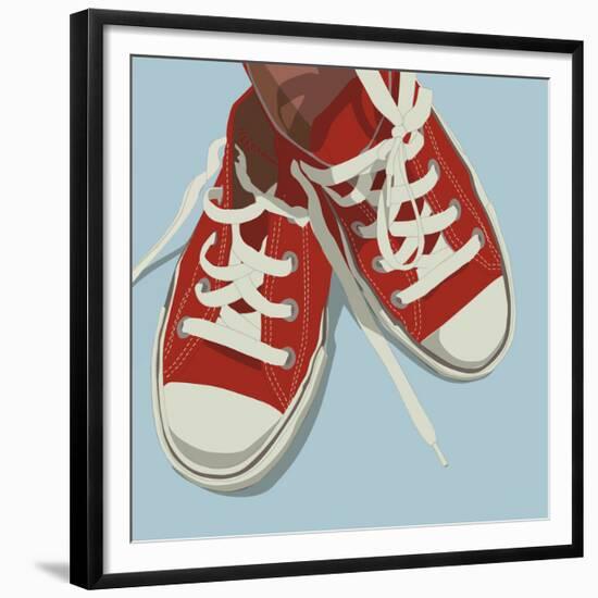 Lowtops (red on blue)-John W^ Golden-Framed Giclee Print