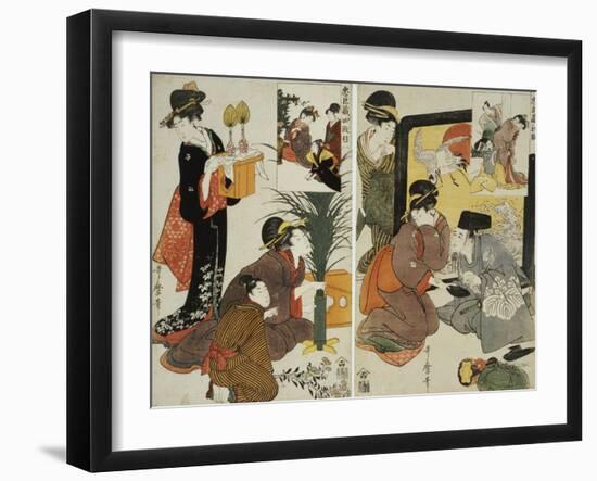 Loyal League Depicting Everyday Life of an Edo Period Household-Kitagawa Utamaro-Framed Giclee Print