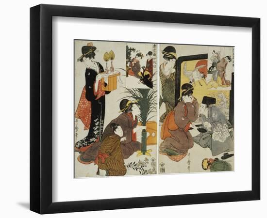 Loyal League Depicting Everyday Life of an Edo Period Household-Kitagawa Utamaro-Framed Giclee Print