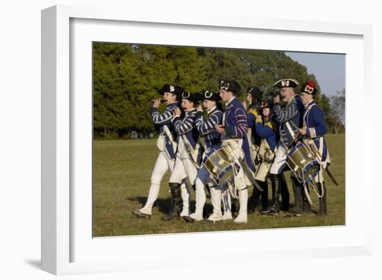 Loyalist Colonials Marching in a Reenactment on the Yorktown Battlefield, Virginia-null-Framed Giclee Print