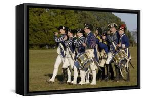 Loyalist Colonials Marching in a Reenactment on the Yorktown Battlefield, Virginia-null-Framed Stretched Canvas