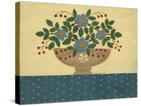 Lt. Blue Flowers with Dark Blue Talecloth-Debbie McMaster-Stretched Canvas