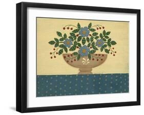 Lt. Blue Flowers with Dark Blue Talecloth-Debbie McMaster-Framed Giclee Print