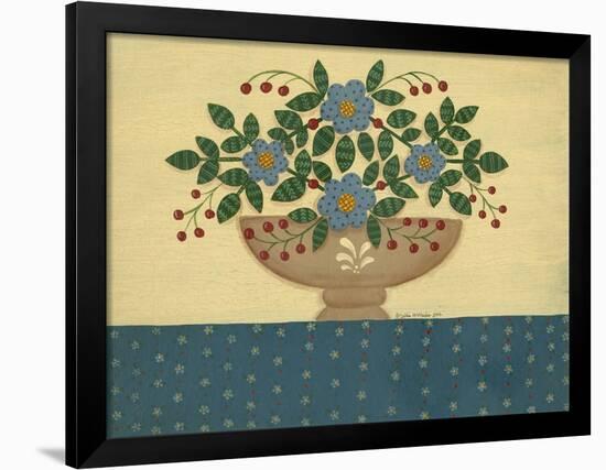 Lt. Blue Flowers with Dark Blue Talecloth-Debbie McMaster-Framed Giclee Print