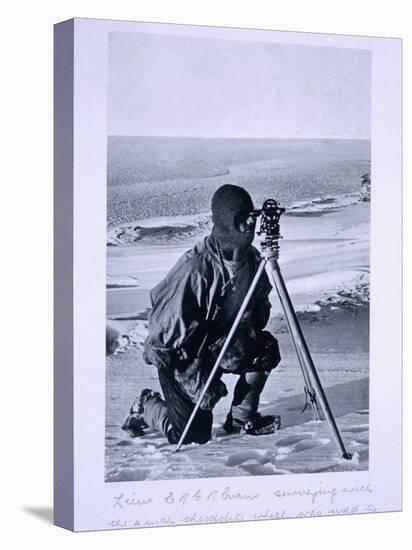 Lt. Evans Surveying with the 4 Inch Theodolite to Locate the South Pole, Scott's Last Expedition-Herbert Ponting-Stretched Canvas
