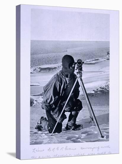 Lt. Evans Surveying with the 4 Inch Theodolite to Locate the South Pole, Scott's Last Expedition-Herbert Ponting-Stretched Canvas
