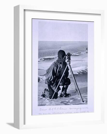 Lt. Evans Surveying with the 4 Inch Theodolite to Locate the South Pole, Scott's Last Expedition-Herbert Ponting-Framed Photographic Print