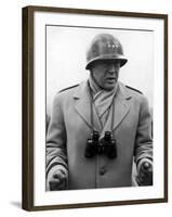 Lt. General George Patton Addressing Troops Somewhere in European Theater of Operations During WWII-null-Framed Premium Photographic Print