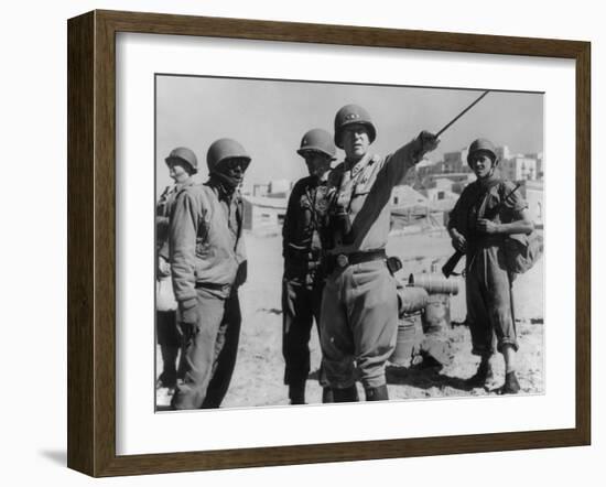 Lt. General George Patton Leading Invasion Troops in Sicily. July 11, 1943 During World War 2-null-Framed Photo