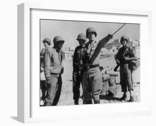 Lt. General George Patton Leading Invasion Troops in Sicily. July 11, 1943 During World War 2-null-Framed Photo