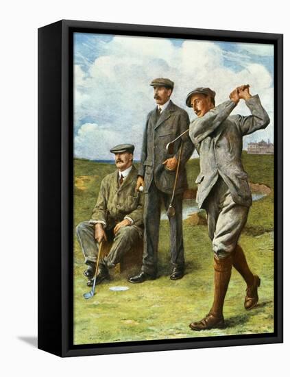 (Ltor) John Henry Taylor (1871-1963), James Braid (1870-1950), and Harry Vardon (1870-1937)-Clement Flower-Framed Stretched Canvas