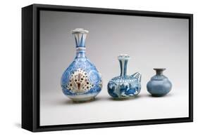 LtoR:Safavid Ghalian Base, Persia, Second Half of 17th Century (Underglaze Painted Earthenware)-null-Framed Stretched Canvas