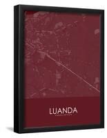 Luanda, Angola Red Map-null-Framed Poster