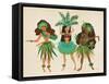 Luau Girls Beige-Cat Coquillette-Framed Stretched Canvas