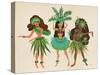 Luau Girls Beige-Cat Coquillette-Stretched Canvas