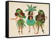 Luau Girls Beige-Cat Coquillette-Framed Stretched Canvas