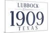 Lubbock, Texas - Established Date (Blue)-Lantern Press-Mounted Premium Giclee Print