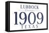 Lubbock, Texas - Established Date (Blue)-Lantern Press-Framed Stretched Canvas