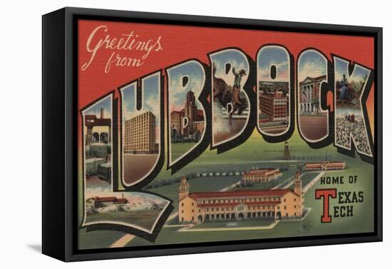 Lubbock, Texas - Texas Tech-Lantern Press-Framed Stretched Canvas