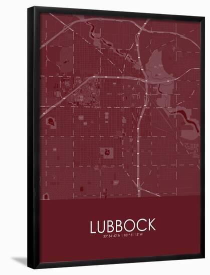 Lubbock, United States of America Red Map-null-Framed Poster