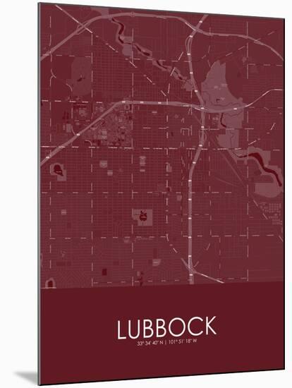 Lubbock, United States of America Red Map-null-Mounted Poster