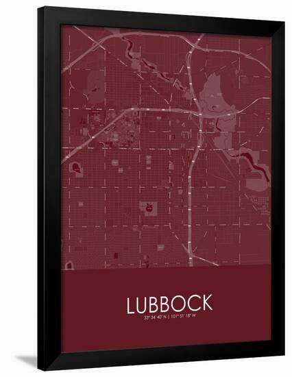 Lubbock, United States of America Red Map-null-Framed Poster