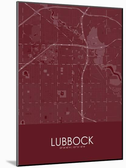 Lubbock, United States of America Red Map-null-Mounted Poster