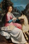 Lady and the Unicorn (probably Giulia Farnese)-Luca Longhi-Framed Stretched Canvas