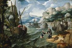 Christ with Saint Peter and the Disciples on the Sea of Galilee-Lucas Gassel-Framed Giclee Print