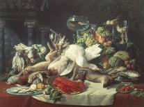 A Still Life with Fruit, Fish, Game and a Goldfish Bowl-Lucas Schaefels-Framed Giclee Print