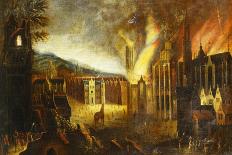 The Burning of Troy-Lucas van Valkenborch (Follower of)-Framed Stretched Canvas