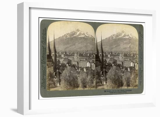 Lucerne and Mount Pilatus, Switzerland, 1903-Underwood & Underwood-Framed Giclee Print