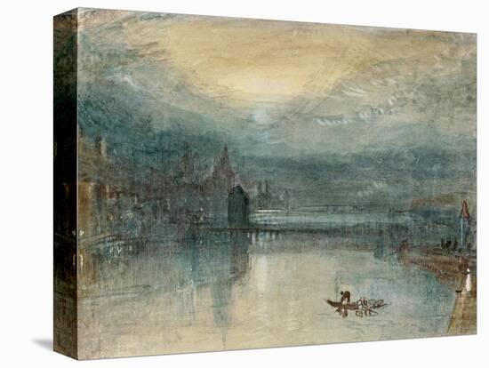 Lucerne by Moonlight: Sample Study, Circa 1842-3, Watercolour on Paper-JMW Turner-Stretched Canvas