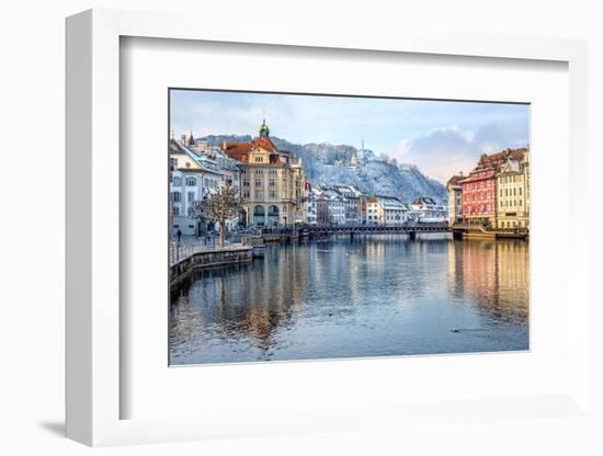 Lucerne City, Switzerland, Snow White in Winter Time-Xantana-Framed Photographic Print